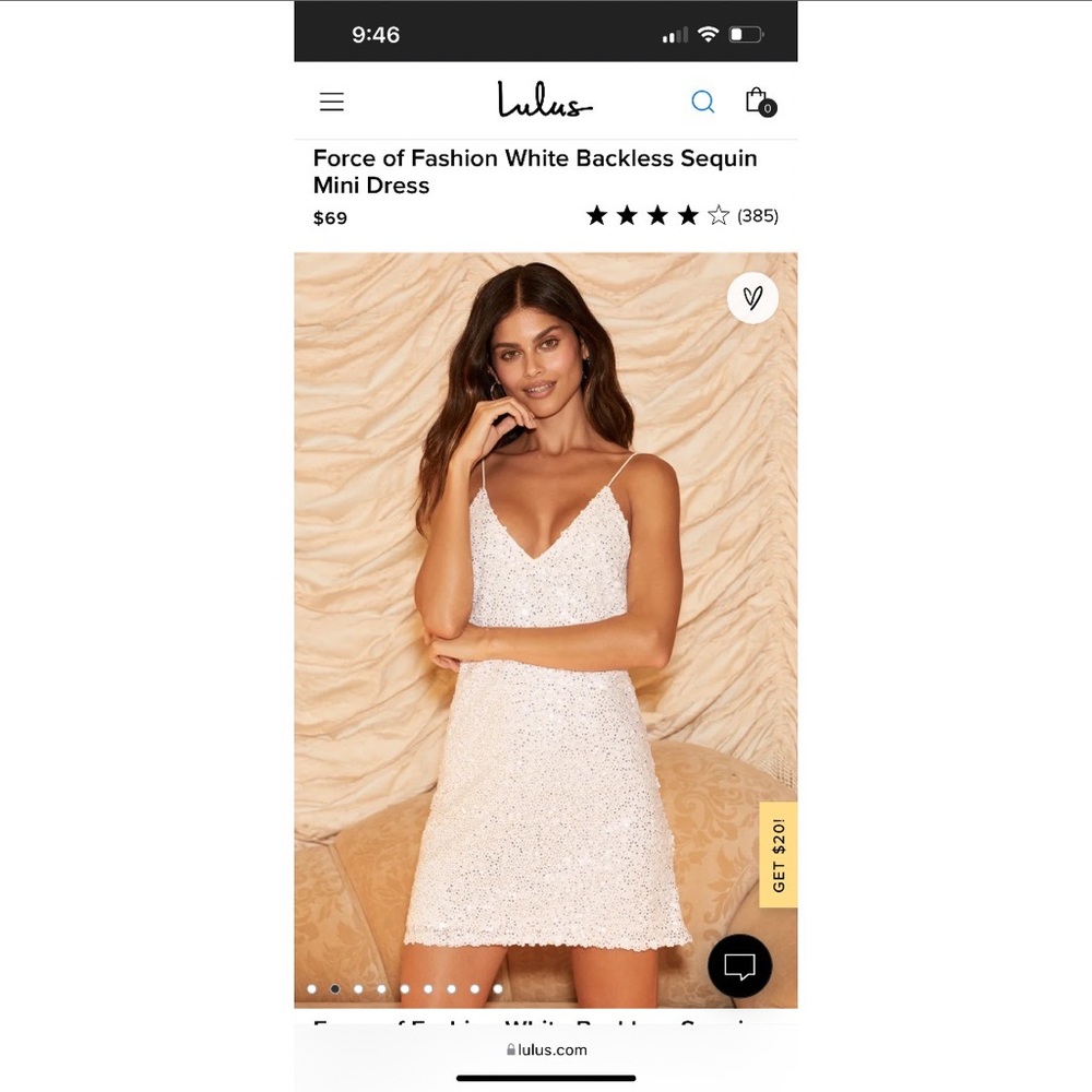 Force of fashion white backless sequin mini dress